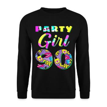 90er Party Girl - Unisex Pullover - Schwarz - Vorne - Alina (178cm) & Michal (187cm)