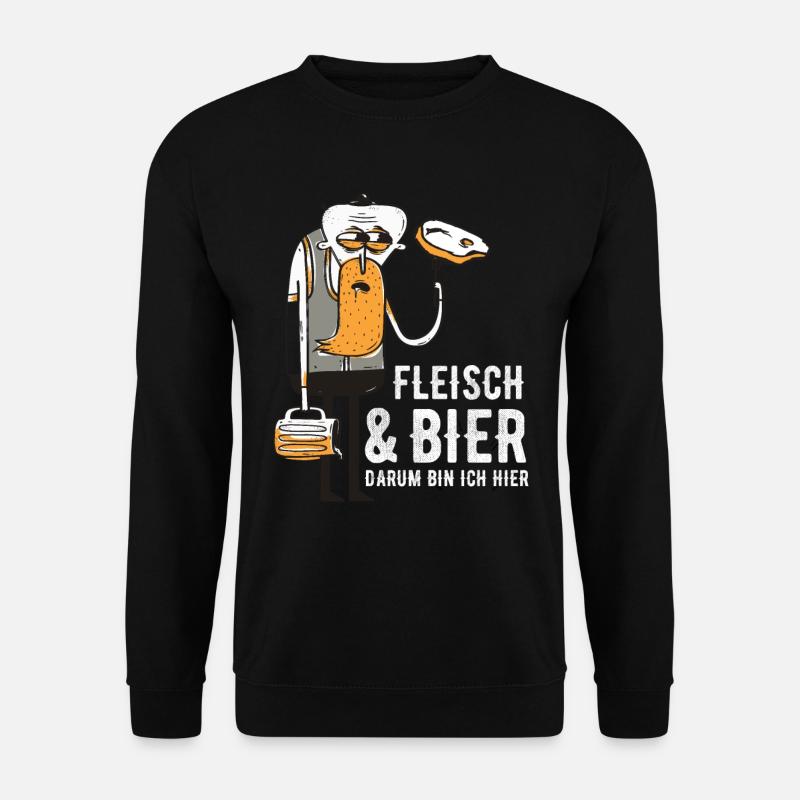 Fleisch Bier Steak Grillen - Unisex Pullover - Schwarz
