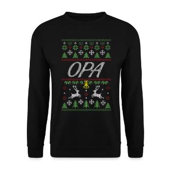 pull de Noël laid pour grand-père - Sweat-shirt Unisexe - noir - Devant - Alina (178cm) & Michal (187cm)