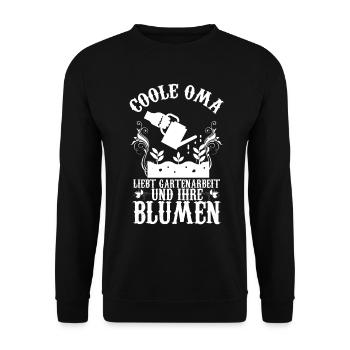Coole Oma liebt Gartenarbeit - Unisex Pullover - Schwarz - Vorne - Alina (178cm) & Michal (187cm)