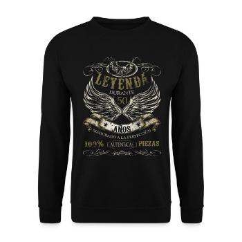 50e anniversaire hommes femmes 50 ans - Sweat-shirt Unisexe - noir - Devant - Alina (178cm) & Michal (187cm)