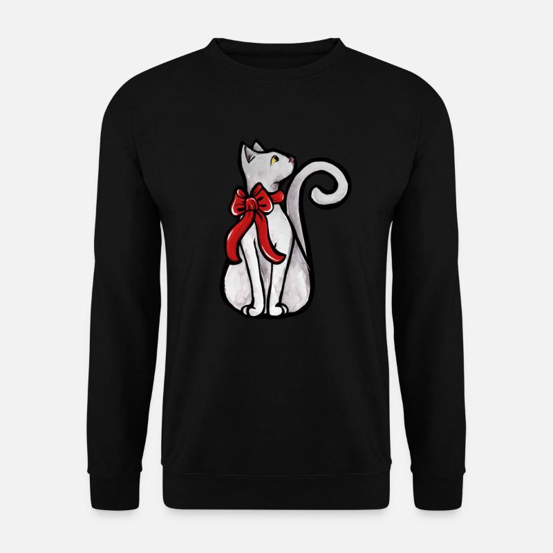 Weiße Weihnachtskatze - Unisex Pullover - Schwarz