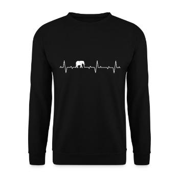 Elefant Geschenk Elefanten Herzschlag - Unisex Pullover - Schwarz - Vorne - Alina (178cm) & Michal (187cm)