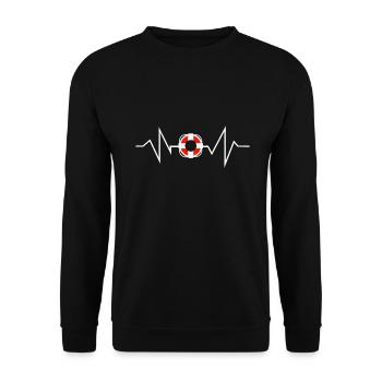 Bademeister Rettungsschwimmer Rettungsring Freibad - Unisex Pullover - Schwarz - Vorne - Alina (178cm) & Michal (187cm)