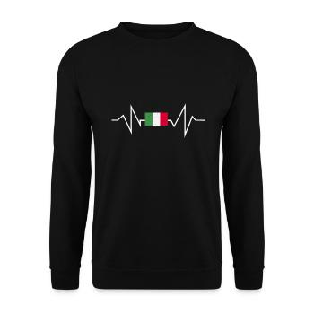 Italy Italian Italian heartbeat gift - Unisex Sweatshirt - black - Front - Alina (178cm) & Michal (187cm)