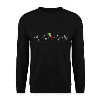 Italy Italian Italian heartbeat gift - Unisex Sweatshirt - black - Front - Alina (178cm) & Michal (187cm)