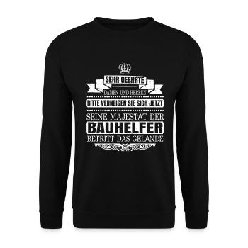 Bauhelfer Bauarbeiter Baustelle Hausbau Baubeginn - Unisex Pullover - Schwarz - Vorne - Alina (178cm) & Michal (187cm)