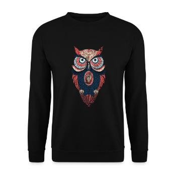 Eule Waldbewohner Eulen Natur - Unisex Pullover - Schwarz - Vorne - Alina (178cm) & Michal (187cm)