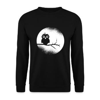 Eule Waldbewohner Eulen Vollmond - Unisex Pullover - Schwarz - Vorne - Alina (178cm) & Michal (187cm)