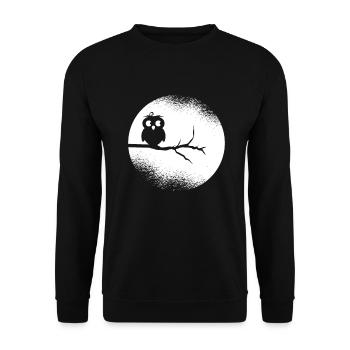 Eule Waldbewohner Eulen Vollmond - Unisex Pullover - Schwarz - Vorne - Alina (178cm) & Michal (187cm)