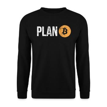 Plan B | Bitcoin BTC Crypto Blockchain - Sweat-shirt Unisexe - noir - Devant - Alina (178cm) & Michal (187cm)