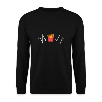 Frites Frites Frites Frites Frites Idée cadeau fast food - Sweat-shirt Unisexe - noir - Devant - Alina (178cm) & Michal (187cm)