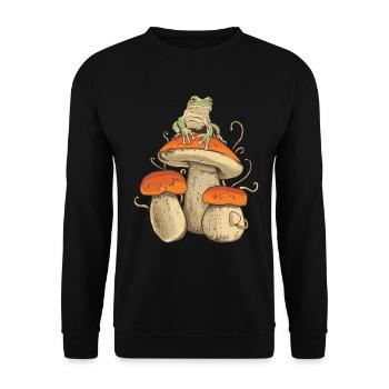 Mushroom Mushroom Picker Mushrooms Frog Mushroom Seeker Nature - Unisex Sweatshirt - black - Front - Alina (178cm) & Michal (187cm)