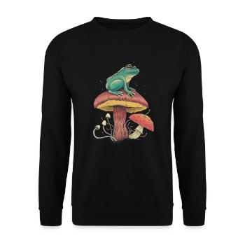 Cueillette de champignons Champignons Grenouille Chercheur de champignons Nature - Sweat-shirt Unisexe - noir - Devant - Alina (178cm) & Michal (187cm)