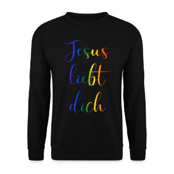 Jesus liebt dich - Unisex Pullover - Schwarz - Vorne - Alina (178cm) & Michal (187cm)