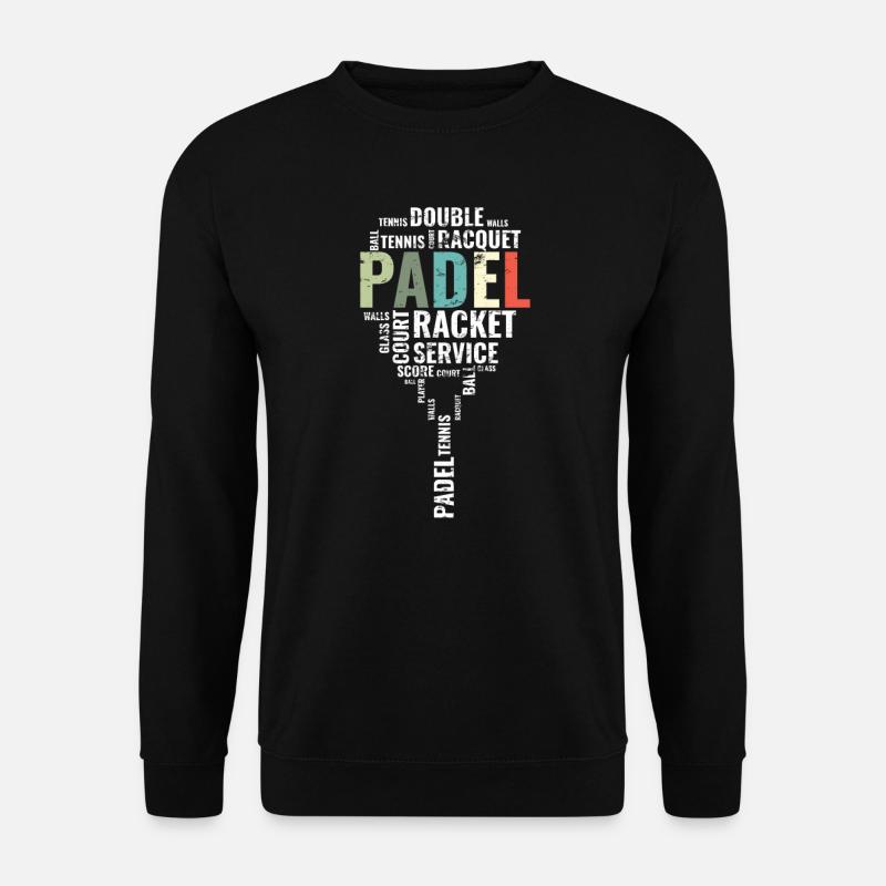 Vintage Padel Wordcloud Padel Schläger - Unisex Pullover - Schwarz