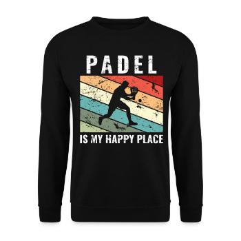 Le padel est mon endroit heureux Drôle de padel - Sweat-shirt Unisexe - noir - Devant - Alina (178cm) & Michal (187cm)