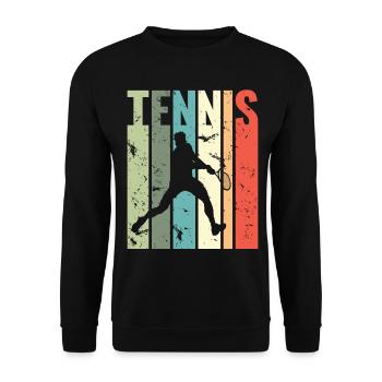 Vintage Tennis Player Lustiges Tennis - Unisex Pullover - Schwarz - Vorne - Alina (178cm) & Michal (187cm)