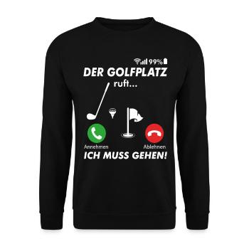 Golfer Golfplatz golfen anrufen Spruch - Unisex Pullover - Schwarz - Vorne - Alina (178cm) & Michal (187cm)
