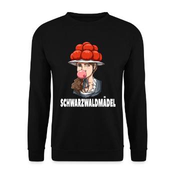 Bollenhut Schwarzwald Schwarzwaldmädel - Unisex Pullover - Schwarz - Vorne - Alina (178cm) & Michal (187cm)