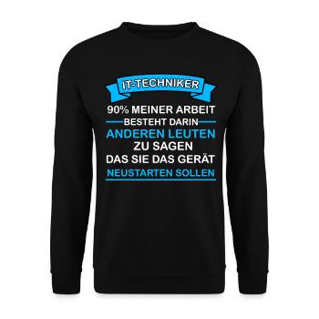 IT-Techniker Tätigkeiten in paar Worten erklärt - Unisex Pullover - Schwarz - Vorne - Alina (178cm) & Michal (187cm)