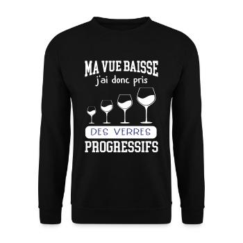Cadeau humour vieillesse vue qui baisse - Sweat-shirt Unisexe - noir - Devant - Alina (178cm) & Michal (187cm)