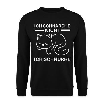 Ich schnarche nicht, ich schnurre - Unisex Pullover - Schwarz - Vorne - Alina (178cm) & Michal (187cm)