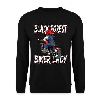 Black Forest Biker Lady Schwarzwald Motorrad - Unisex Pullover - Schwarz - Vorne - Alina (178cm) & Michal (187cm)
