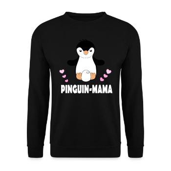 Pinguin Mama - Unisex Pullover - Schwarz - Vorne - Alina (178cm) & Michal (187cm)
