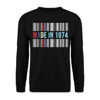 1974 birthday 48 years 48th anniversary retro barcode - Unisex Sweatshirt - black - Front - Alina (178cm) & Michal (187cm)
