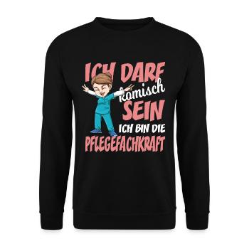 Krankenschwester Arzthelferin Sprüche Pflegekraft - Unisex Pullover - Schwarz - Vorne - Alina (178cm) & Michal (187cm)