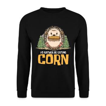I'd Rather Be Eating Corn - Unisex Pullover - Schwarz - Vorne - Alina (178cm) & Michal (187cm)