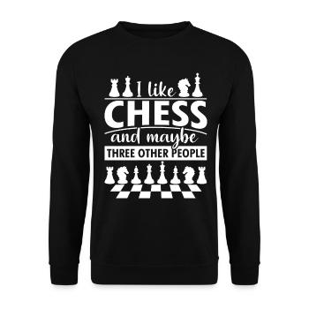 Schach Spruch Schachspieler - Unisex Pullover - Schwarz - Vorne - Alina (178cm) & Michal (187cm)