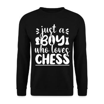 Schachspiel Spruch Jungen Schach spielen - Unisex Pullover - Schwarz - Vorne - Alina (178cm) & Michal (187cm)
