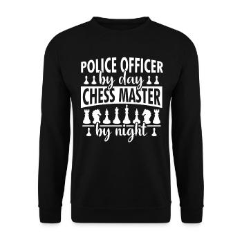 Schachspieler und Polizist Schach spielen - Unisex Pullover - Schwarz - Vorne - Alina (178cm) & Michal (187cm)