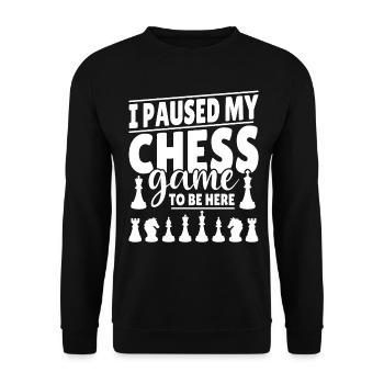 Schachspieler Schachspiel Spruch lustig Geschenk - Unisex Pullover - Schwarz - Vorne - Alina (178cm) & Michal (187cm)