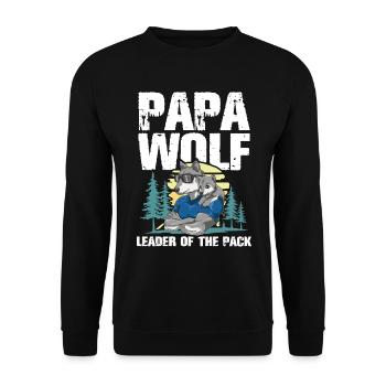Papa Wolf Leader Of The Pack für einen Papa Vater - Unisex Pullover - Schwarz - Vorne - Alina (178cm) & Michal (187cm)