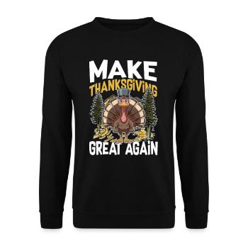 Make Thanksgiving Great Again für Kinder, Männer - Unisex Pullover - Schwarz - Vorne - Alina (178cm) & Michal (187cm)