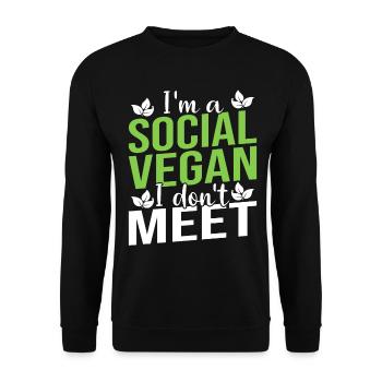 Veganer Vagen Spruch lustig Geschenk - Unisex Pullover - Schwarz - Vorne - Alina (178cm) & Michal (187cm)