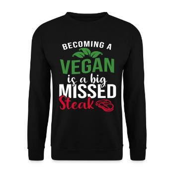 Vegan Veganer werden Spruch lustig - Unisex Pullover - Schwarz - Vorne - Alina (178cm) & Michal (187cm)