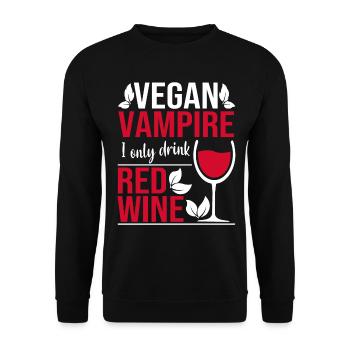 Veganer Vampir Vegan Rotwein lustig Geschenk - Unisex Pullover - Schwarz - Vorne - Alina (178cm) & Michal (187cm)