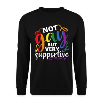 Pas gay mais très solidaire - Sweat-shirt Unisexe - noir - Devant - Alina (178cm) & Michal (187cm)