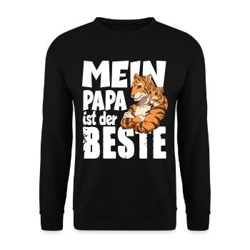 Mein Papa ist der BESTE für einen Papa Vater Papi - Unisex Pullover - Schwarz - Vorne - Alina (178cm) & Michal (187cm)