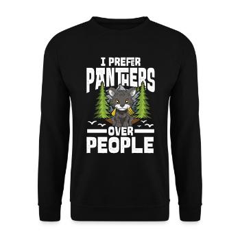 I Prefer Panthers Over People für einen Panther - Unisex Pullover - Schwarz - Vorne - Alina (178cm) & Michal (187cm)