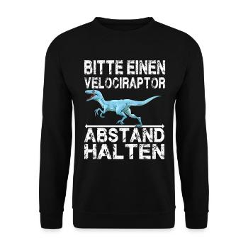 Dinosaurier Velociraptor Raptor Dino - Unisex Pullover - Schwarz - Vorne - Alina (178cm) & Michal (187cm)