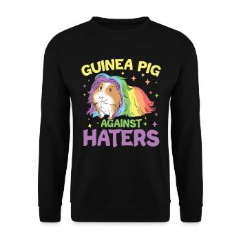 Guinea Pig Against Haters - Unisex Pullover - Schwarz - Vorne - Alina (178cm) & Michal (187cm)