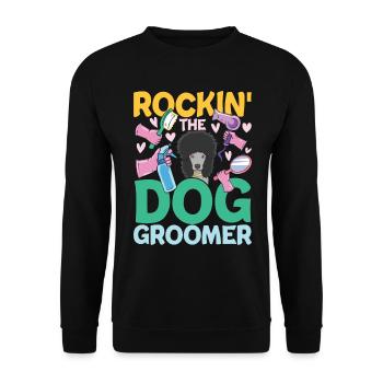 Rockin The Dog Groomer für einen Hundfriseur - Unisex Pullover - Schwarz - Vorne - Alina (178cm) & Michal (187cm)