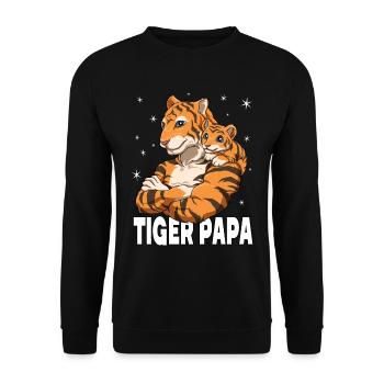 Tiger Papa Tiger Vater und Baby Papa Vatertag - Unisex Pullover - Schwarz - Vorne - Alina (178cm) & Michal (187cm)