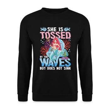 Niedliche Meerjungfrau Wellen Meer für alle - Unisex Pullover - Schwarz - Vorne - Alina (178cm) & Michal (187cm)