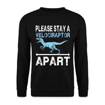 Bitte einen Velociraptor Abstand halten - Unisex Pullover - Schwarz - Vorne - Alina (178cm) & Michal (187cm)